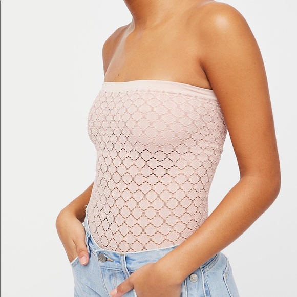 Free People Honey Textured Tube Top Cream